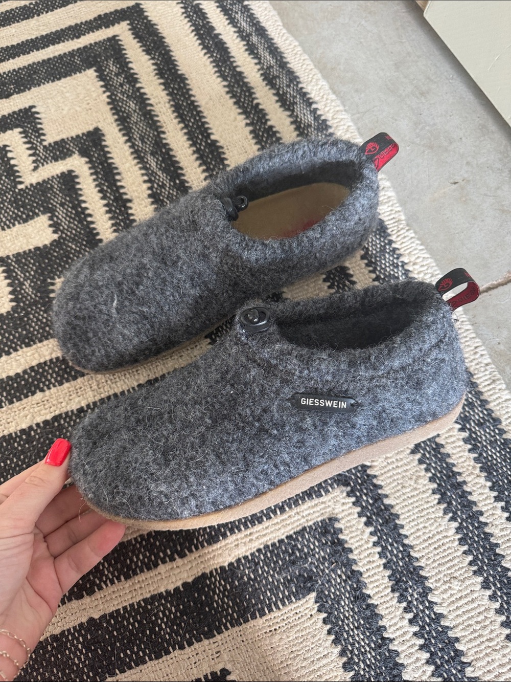 Giesswein Charcoal Gray Wool Slip-On Slippers - 37